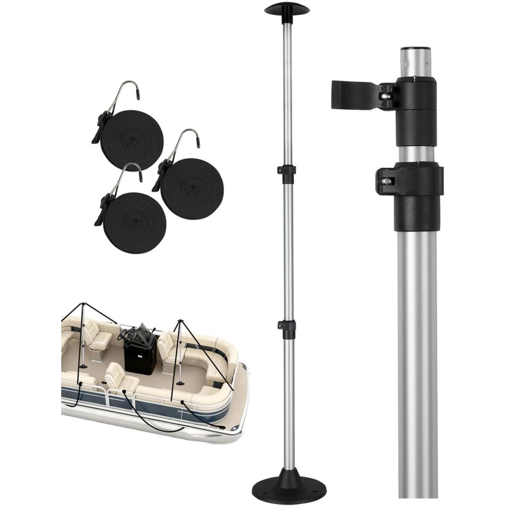 imageOCEANBROAD Boat Cover Support Poles Adjustable Telescoping Aluminum Universal Fit for Pontoon V Hull Jon Boats Waterproof Windproof Cover Support System with Straps 1 Pack1Pack