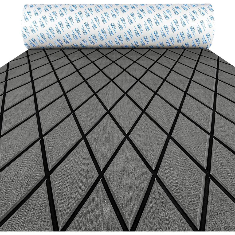 imageOCEANBROAD Diamond Pattern Boat Flooring SelfAdhesive EVA Foam Marine Decking NonSlip Sheet for BoatsDark Gray with Black Lines