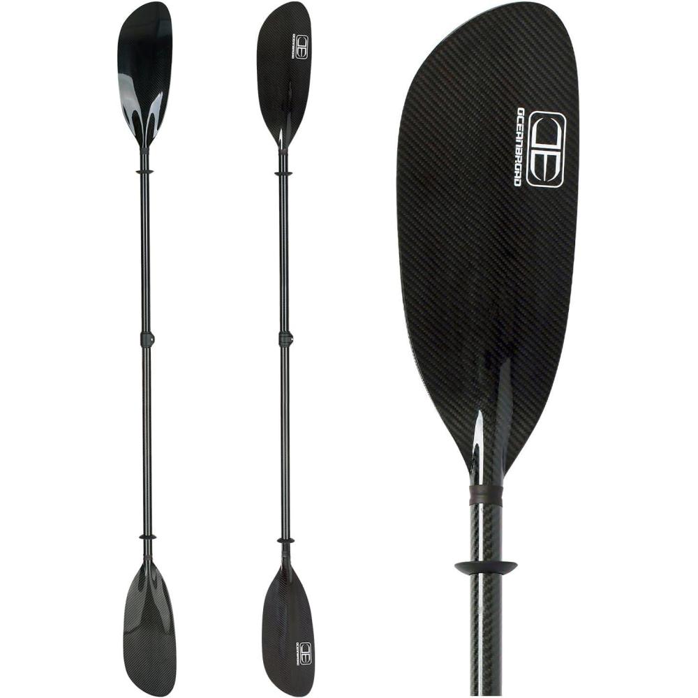 imageOCEANBROAD Full Carbon Fiber Adjustable Kayak Paddle 2Piece with Paddle Bag and Paddle Leash905in94in230cm240cm