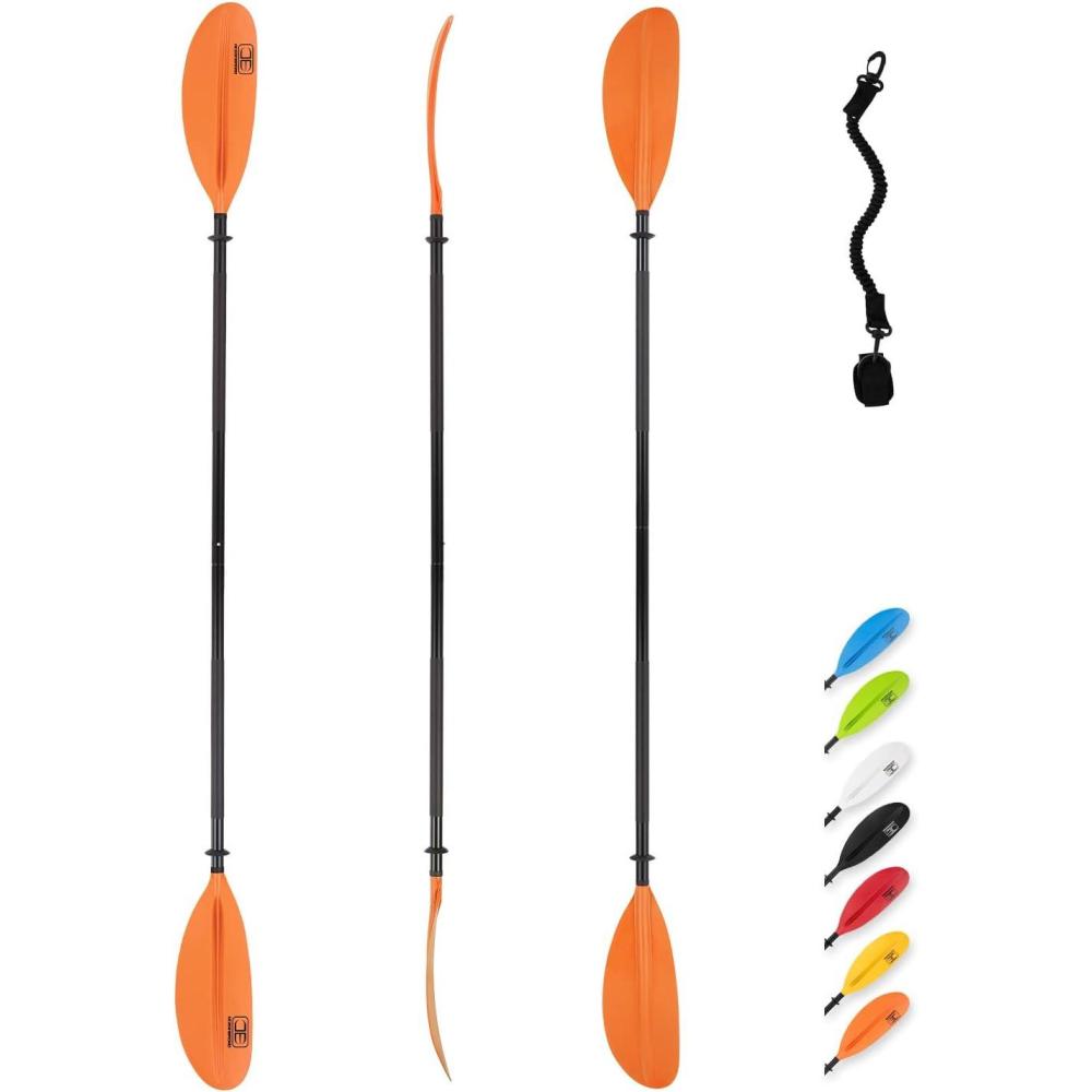 imageOCEANBROAD Kayak Paddle 86in218cm 905in230cm 95in241cm Alloy Shaft Kayaking Boating Canoeing Oar with Paddle LeashOrange