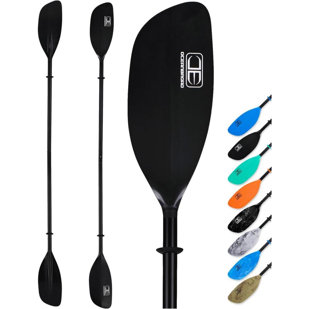 imageOCEANBROAD Kayak Paddle 86in218cm 905in230cm Alloy Shaft 2Piece Floatable Kayak Oar for Kayaking Canoeing BoatingBlack