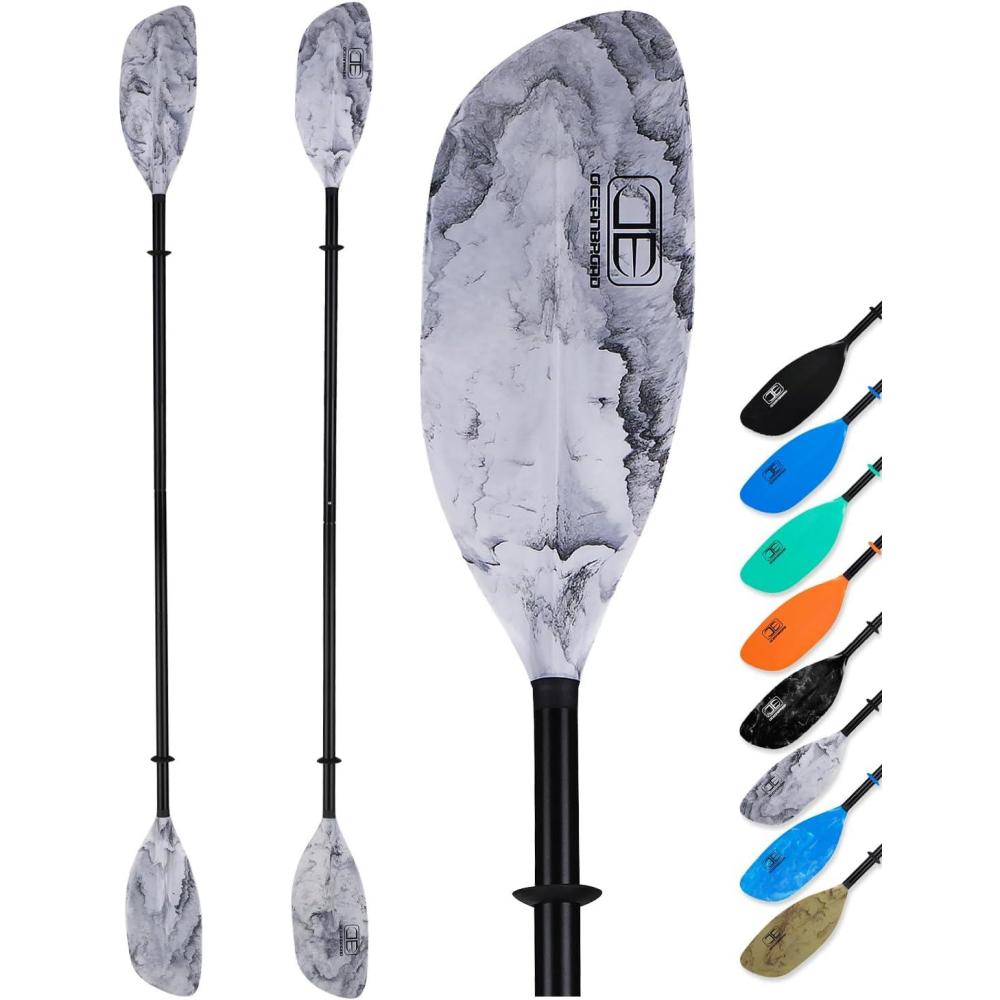 imageOCEANBROAD Kayak Paddle 86in218cm 905in230cm Alloy Shaft 2Piece Floatable Kayak Oar for Kayaking Canoeing BoatingInk Diffusion