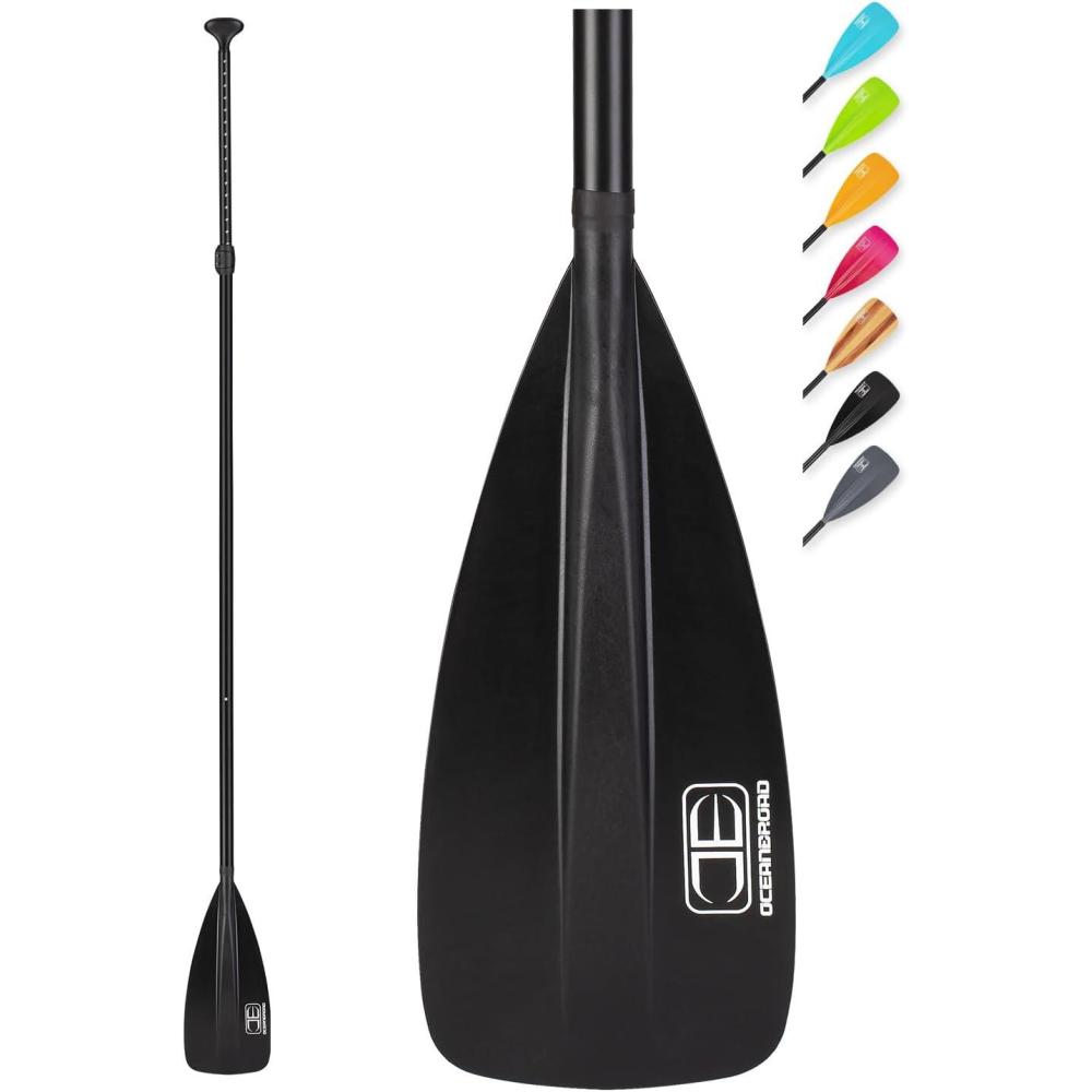imageOCEANBROAD SUP Paddle Adjustable StandUp Paddle for Paddleboard Kayak Adjustable Aluminum Alloy Shaft with Reinforced Nylon Blades3 pcsBlack