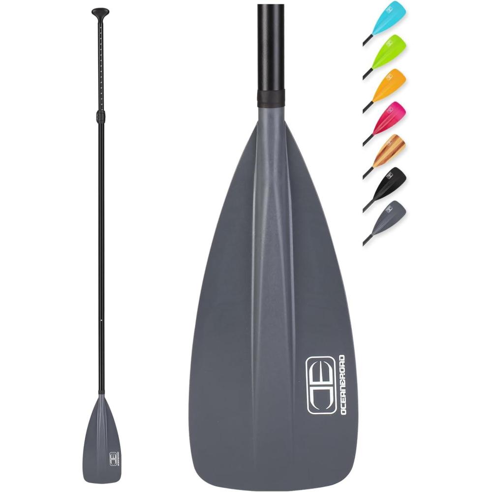 imageOCEANBROAD SUP Paddle Adjustable StandUp Paddle for Paddleboard Kayak Adjustable Aluminum Alloy Shaft with Reinforced Nylon Blades3 pcsGray