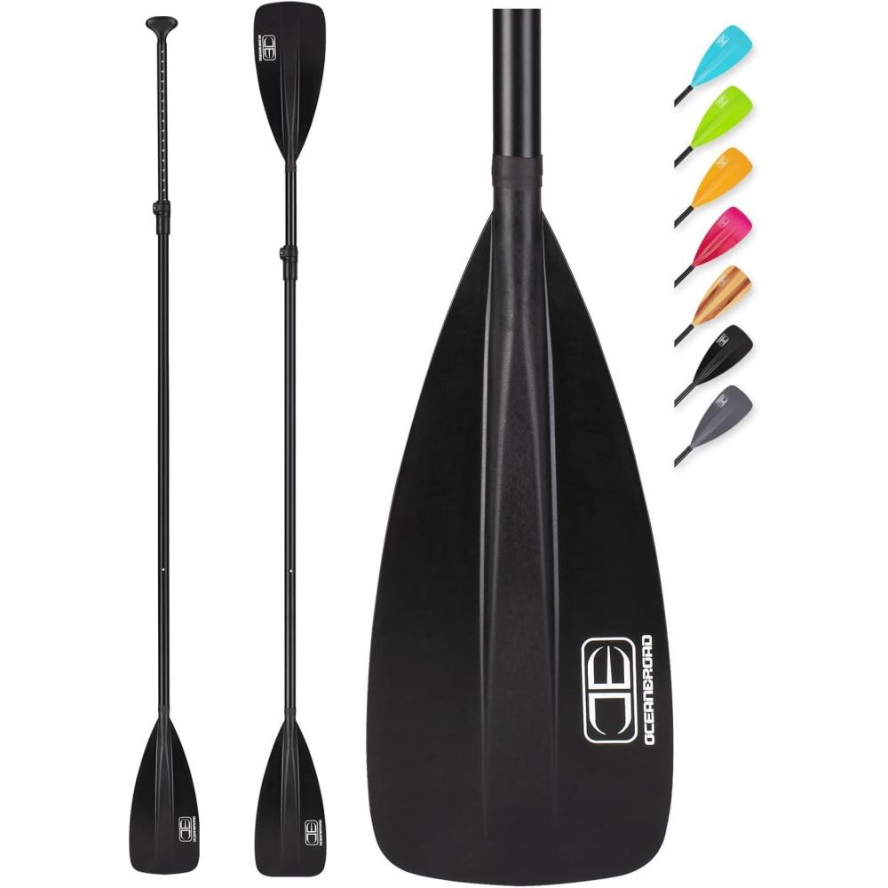 imageOCEANBROAD SUP Paddle Adjustable StandUp Paddle for Paddleboard Kayak Adjustable Aluminum Alloy Shaft with Reinforced Nylon Blades4 pcsBlack