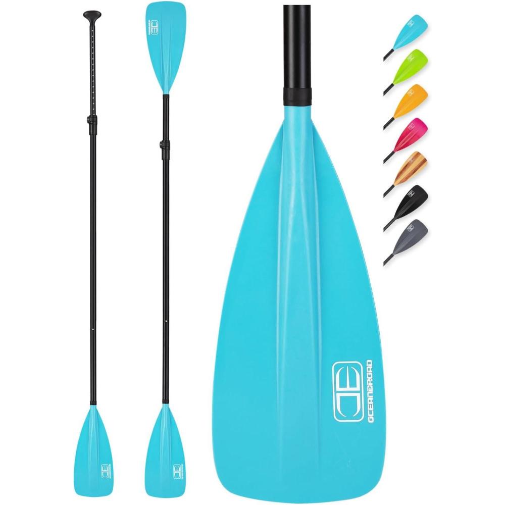 imageOCEANBROAD SUP Paddle Adjustable StandUp Paddle for Paddleboard Kayak Adjustable Aluminum Alloy Shaft with Reinforced Nylon Blades4 pcsBlue