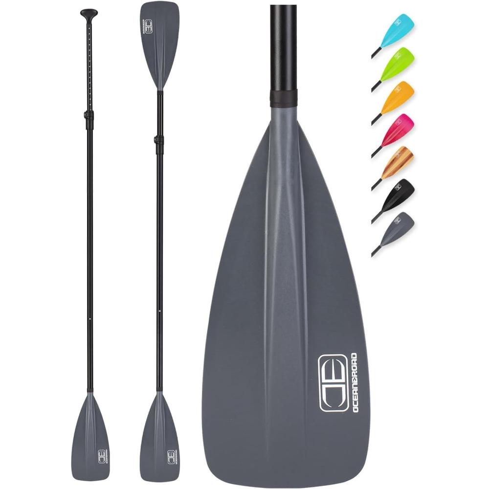 imageOCEANBROAD SUP Paddle Adjustable StandUp Paddle for Paddleboard Kayak Adjustable Aluminum Alloy Shaft with Reinforced Nylon Blades4 pcsGray