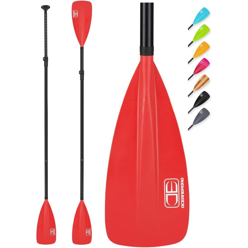 imageOCEANBROAD SUP Paddle Adjustable StandUp Paddle for Paddleboard Kayak Adjustable Aluminum Alloy Shaft with Reinforced Nylon Blades4 pcsRed
