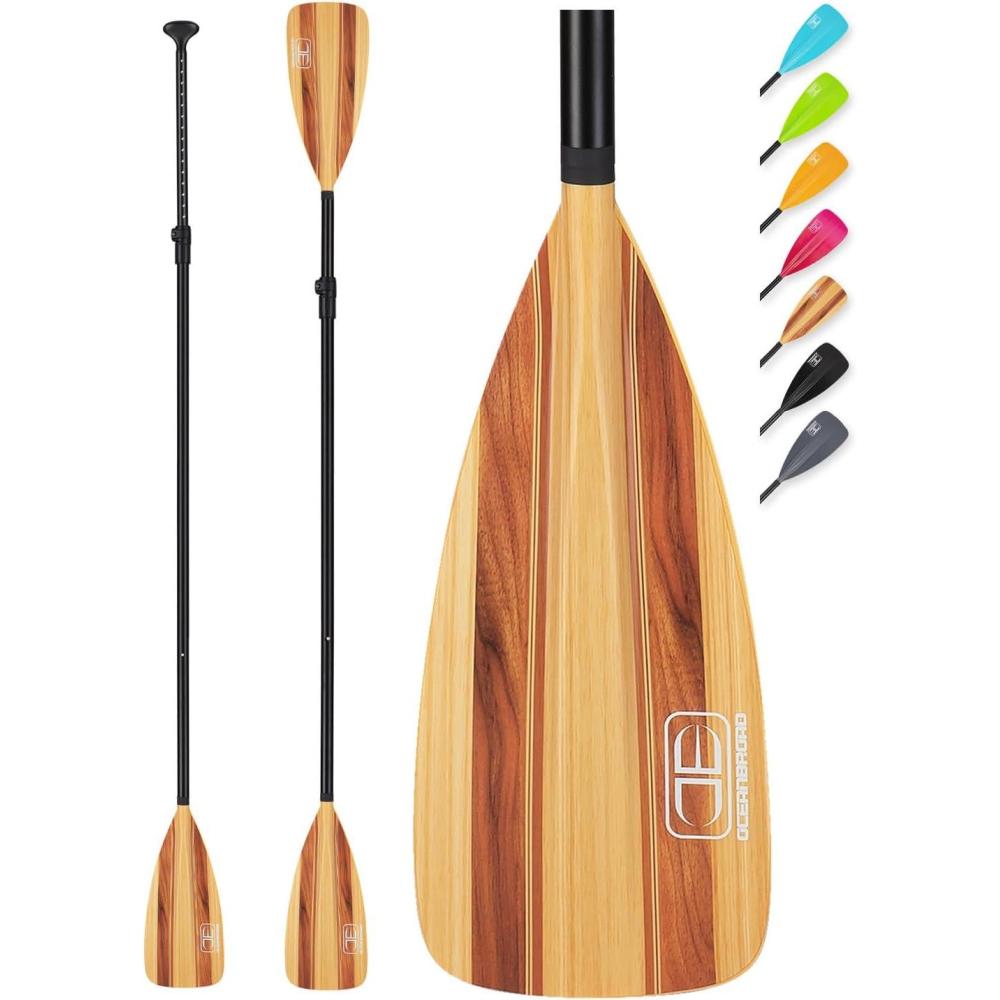 imageOCEANBROAD SUP Paddle Adjustable StandUp Paddle for Paddleboard Kayak Adjustable Aluminum Alloy Shaft with Reinforced Nylon Blades4 pcsWood Print