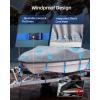 OCEANBROAD 1200D Boat Cover Waterproof for Bass, V-Hull, Tri-Hull, Fish, Runabout Bowrider Boats, Windproof Anti-UV Cover with Storage Bag, for 16-18.5ft x 94in, Gray