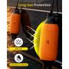 OCEANBROAD Boat Fenders 4 Pack, Inflatable Ribbed Boat Bumpers for Docking with 4 Ropes, Pump & Needles, PVC Fenders, Reinforced Dual Eyelets for Vertical/Horizontal Hanging, UV Resistant(Black&Orange)