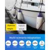 OCEANBROAD Boat Fenders 4 Pack, Inflatable Ribbed Boat Bumpers for Docking with 4 Ropes, Pump & Needles, PVC Fenders, Reinforced Dual Eyelets for Vertical/Horizontal Hanging, UV Resistant(Blue&White)