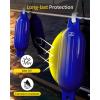OCEANBROAD Boat Fenders 4 Pack, Inflatable Ribbed Boat Bumpers for Docking with 4 Ropes, Pump & Needles, PVC Fenders, Reinforced Dual Eyelets for Vertical/Horizontal Hanging, UV Resistant(Blue)