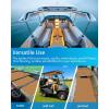 OCEANBROAD Diamond Pattern Boat Flooring Self-Adhesive EVA Foam Marine Decking Non-Slip Sheet for Boats, 96”x23.5” Brown with White Lines