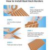 OCEANBROAD EVA Foam Boat Flooring 96”x2.4” with 3M Adhesive Backing Marine Self-Adhesive Decking Faux Teak Sheet for Boats Swim Platform Helm Pad RV Floor(Brown with White Seam Lines(Borders))