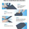 OCEANBROAD EVA Foam Boat Flooring 96”x2.4” with 3M Adhesive Backing Marine Self-Adhesive Decking Faux Teak Sheet for Boats Swim Platform Helm Pad RV Floor(Dark Gray with Blue Seam Lines(Borders))