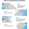 OCEANBROAD EVA Foam Boat Flooring 96”x2.4” with 3M Adhesive Backing Marine Self-Adhesive Decking Faux Teak Sheet for Boats Swim Platform Helm Pad RV Floor(Gray with White Seam Lines(Borders))