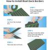 OCEANBROAD EVA Foam Boat Flooring 96”x2.4” with 3M Adhesive Backing Marine Self-Adhesive Decking Faux Teak Sheet for Boats Swim Platform Helm Pad RV Floor(Dark Gray with Green Seam Lines(Borders))