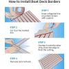 OCEANBROAD EVA Foam Boat Flooring 96”x2.4” with 3M Adhesive Backing Marine Self-Adhesive Decking Faux Teak Sheet for Boats Swim Platform Helm Pad RV Floor(Gray with Red Seam Lines(Borders))