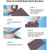 OCEANBROAD EVA Foam Boat Flooring 96”x2.4” with 3M Adhesive Backing Marine Self-Adhesive Decking Faux Teak Sheet for Boats Swim Platform Helm Pad RV Floor(Dark Gray with Red Seam Lines(Borders))