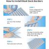 OCEANBROAD EVA Foam Boat Flooring 96”x2.4” with 3M Adhesive Backing Marine Self-Adhesive Decking Faux Teak Sheet for Boats Swim Platform Helm Pad RV Floor(Gray with Blue Seam Lines(Borders))