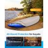 OCEANBROAD Kayak Cover Extra Wide, Water-Resistant UV-Resistant Kayak Canoe Fishing Boat Dust Covers for Outdoor Storage, Suitable for 13.8-15ft Length, Up to 55in Width, 420D Black(600D Gray)