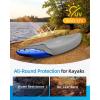 OCEANBROAD Kayak Cover Extra Wide, Water-Resistant UV-Resistant Kayak Canoe Fishing Boat Dust Covers for Outdoor Storage, Suitable for 13.8-15ft Length, Up to 55in Width, 420D Black(420D Gray)