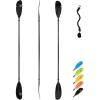 OCEANBROAD Adjustable Fishing Kayak Paddle – 94in/240cm-98in/250cm-102in/260cm Aluminum Alloy Shaft with Paddle Leash(Black)