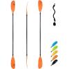 OCEANBROAD Adjustable Fishing Kayak Paddle – 94in/240cm-98in/250cm-102in/260cm Aluminum Alloy Shaft with Paddle Leash(Orange)