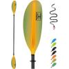 OCEANBROAD Carbon Fiber Kayak Paddle 90.5in/230cm, 86in/218cm for Adults Kayaking Boating Canoeing Oar with Paddle Leash(Yellow Aurora)