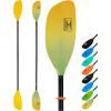 OCEANBROAD Kayak Paddle 86in/218cm, 90.5in/230cm Alloy Shaft 2-Piece Floatable Kayak Oar for Kayaking Canoeing Boating(Yellow Aurora)
