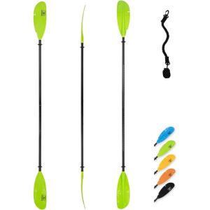OCEANBROAD Adjustable Fishing Kayak Paddle – 94in/240cm-98in/250cm-102in/260cm Aluminum Alloy Shaft with Paddle Leash(Green)