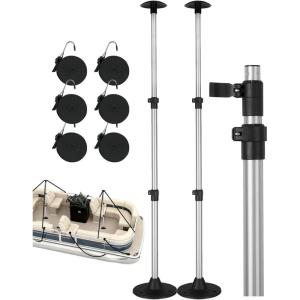 OCEANBROAD Boat Cover Support Poles Adjustable Telescoping Aluminum – Universal Fit for Pontoon, V Hull, Jon Boats – Waterproof Windproof Cover Support System with Straps, 1 Pack(2-Pack)