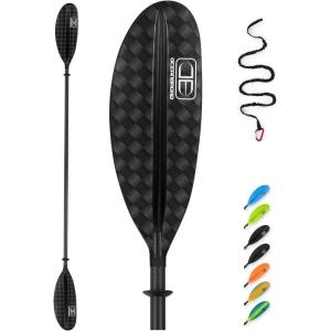 OCEANBROAD Carbon Fiber Kayak Paddle 90.5in/230cm, 86in/218cm for Adults Kayaking Boating Canoeing Oar with Paddle Leash(12K Carbon Print)