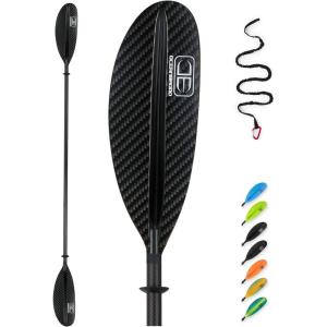 OCEANBROAD Carbon Fiber Kayak Paddle 90.5in/230cm, 86in/218cm for Adults Kayaking Boating Canoeing Oar with Paddle Leash(3K Carbon Print)