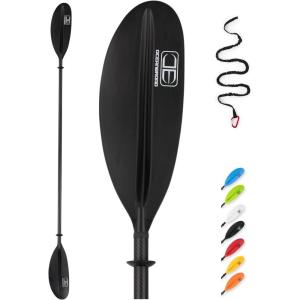 OCEANBROAD Carbon Fiber Kayak Paddle 90.5in/230cm, 86in/218cm for Adults Kayaking Boating Canoeing Oar with Paddle Leash(Black)