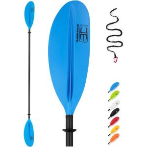 OCEANBROAD Carbon Fiber Kayak Paddle 90.5in/230cm, 86in/218cm for Adults Kayaking Boating Canoeing Oar with Paddle Leash(Blue)