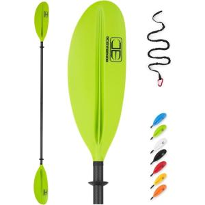 OCEANBROAD Carbon Fiber Kayak Paddle 90.5in/230cm, 86in/218cm for Adults Kayaking Boating Canoeing Oar with Paddle Leash(Green)