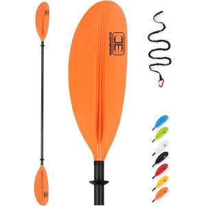 OCEANBROAD Carbon Fiber Kayak Paddle 90.5in/230cm, 86in/218cm for Adults Kayaking Boating Canoeing Oar with Paddle Leash(Orange)