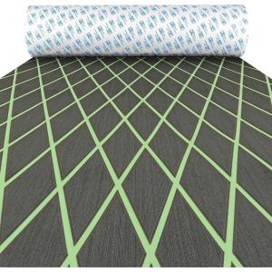 OCEANBROAD Diamond Pattern Boat Flooring Self-Adhesive EVA Foam Marine Decking Non-Slip Sheet for Boats, 96”x47” Dark Gray with Mint Green Lines