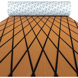 OCEANBROAD Diamond Pattern Boat Flooring Self-Adhesive EVA Foam Marine Decking Non-Slip Sheet for Boats(Brown with Black Lines)