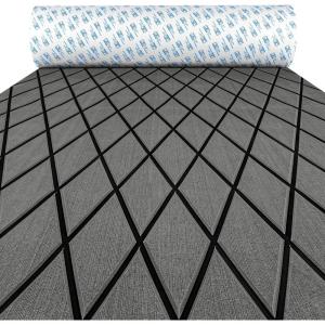 OCEANBROAD Diamond Pattern Boat Flooring Self-Adhesive EVA Foam Marine Decking Non-Slip Sheet for Boats(Dark Gray with Black Lines)