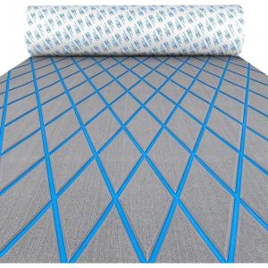 OCEANBROAD Diamond Pattern Boat Flooring Self-Adhesive EVA Foam Marine Decking Non-Slip Sheet for Boats(Gray with Blue Lines)