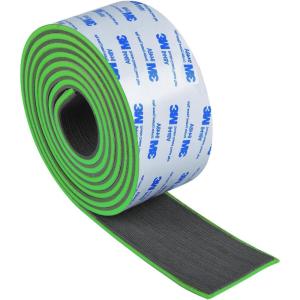 OCEANBROAD EVA Foam Boat Flooring 96”x2.4” with 3M Adhesive Backing Marine Self-Adhesive Decking Faux Teak Sheet for Boats Swim Platform Helm Pad RV Floor(Dark Gray with Green Seam Lines(Borders))