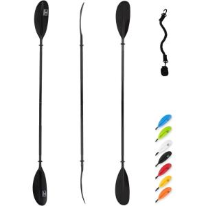 OCEANBROAD Kayak Paddle 86in/218cm, 90.5in/230cm, 95in/241cm Alloy Shaft Kayaking Boating Canoeing Oar with Paddle Leash(Black)