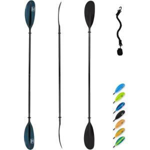 OCEANBROAD Kayak Paddle 86in/218cm, 90.5in/230cm, 95in/241cm Alloy Shaft Kayaking Boating Canoeing Oar with Paddle Leash(HexaGradient Black)