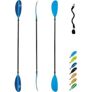 OCEANBROAD Kayak Paddle 86in/218cm, 90.5in/230cm, 95in/241cm Alloy Shaft Kayaking Boating Canoeing Oar with Paddle Leash(HexaGradient Blue)