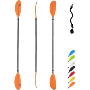OCEANBROAD Kayak Paddle 86in/218cm, 90.5in/230cm, 95in/241cm Alloy Shaft Kayaking Boating Canoeing Oar with Paddle Leash(Orange)