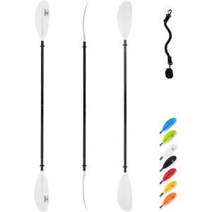 OCEANBROAD Kayak Paddle 86in/218cm, 90.5in/230cm, 95in/241cm Alloy Shaft Kayaking Boating Canoeing Oar with Paddle Leash(White)