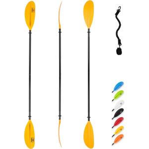 OCEANBROAD Kayak Paddle 86in/218cm, 90.5in/230cm, 95in/241cm Alloy Shaft Kayaking Boating Canoeing Oar with Paddle Leash(Yellow)